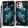 PHINIENLAND Cover per Honor 600 Smart custodia portafoglio Farfalla | 3 scomparti carte, 1 tasca banconote, Chiusura magnetica, Supporto, Pelle PU flip cover per Honor 600 Smart