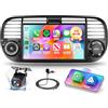 Hodozzy 4G+64GB Autoradio per FIAT 500 2007-2015 con Wireless Carplay GPS | Android 7 Pollici IPS Touch Schermo Autoradio con Android Auto Stereo Auto 2 Din Bluetooth DSP WiFi Radio FM RDS Telecamera