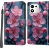 PHINIENLAND Cover per Honor 600 Smart custodia portafoglio Fiori | 3 scomparti carte, 1 tasca banconote, Chiusura magnetica, Supporto, Pelle PU flip cover per Honor 600 Smart