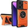 HAONANDE custodia per Xiaomi Redmi Note 13 Pro+/Pro Plus 5G con ring stand magnetico, cover militare antiurto con protezione fotocamera scorrevole compatible with MagSafe ricarica wireless Arancione