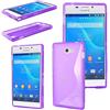 ebestStar - Cover Compatibile con Sony Xperia M2 D2302 D2303 Custodia Protezione S-Line Design Silicone Gel TPU Morbida e Sottile, Viola [Apparecchio: 139.7 x 71.1 x 8.6mm, 4.8'']