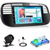 Motorsi 4GB+64GB Carplay Autoradio per Fiat 500 2007-2015 con Android Auto, Android Bluetooth Car Stereo Schermo con GPS WiFi RDS/FM Radio SWC EQ USB Mirror Link Canbus + Telecamera Posteriore