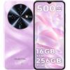 OUKITEL C5 Telefono Portatile 16GB (4+12) RAM +256GB/SD-1To, 6.52 Pollici Telefono Portatile Economico, 5000mAh Smartphone, Android 14/4G/13MP+5MP/Face ID/GPS/2Anni Garanzia, Rosa