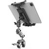 Lupholue Supporto universale per tablet tapis roulant, cyclette, passeggino, sedia a rotelle, carrello da golf, morsetto regolabile a 360°, per iPad, iPhone, smartphone e tablet da 12 a 25 cm