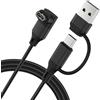Tobfit Cavo di ricarica USB C 2 in 1 per orologio Garmin, caricatore USB A per Garmin Venu/Sq/Sq2/Sq Music/Venu 2/2S/2Plus/3/3S (1 m, nero)
