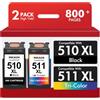 inkalfa 510 511 Cartucce Multipack per Canon 510 511 Cartucce Stampanti Set | Compatibile per Canon 510XL 511XL Pixma MP270 MP272 MP280 MP490 MP492 MP495 MP250 MP230 MX360 MX420 iP2702 MX320 Stampante