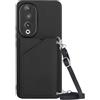 Paekear Custodia con Collana per Huawei Honor 90 5G con Cordino e Porta Carte, Cover Portafogli di Pelle PU [Antiurto] [AntiGraffio] [Antiscivolo] con Cordino Case con Laccio Tracolla, Nero