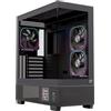 EINAREX PRISMA S501D Black RGB Case PC Gaming ATX Panoramico con Display Digitale, 3 Ventole RGB 120mm Incluse, Raffreddamento a Liquido 360mm, Vetro Temperato, USB-C