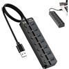 XiDeShop Hub USB 3.0 a 7 porte con interruttori ON/OFF individuali e indicatori LED - Hub USB versatile per PC, laptop e MacBook