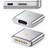 Fuyouderen Adattatore da USB C a magnete per Magsafe 3, 140 W T-Head di tipo C a | Power Convertitore Ricarica Rapida Compatibile con MBook Pro/Air M1/2/3/4 (14/16), Argento