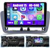 Inefala 4G+64G Autoradio Android 15 per Seat Ibiza 2012-2015 | 9 Pollici Touchscreen, Wireless CarPlay, Android Auto, GPS, WiFi, RDS/FM, BT, SWC, Retrocamera, Mic