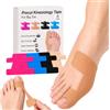 NARYVORA 30 PCS Hallux Valgus Tape Set - 4 Colori (Rosso Blu Nero Nudo) Nastro Kinesiologico Pre-tagliato per Correttore Alluce Valgo & Alluce Valgo Rimedi - Traspirante & Ipoallergenico per Uomo e Donna