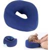 Gusmigus Cuscino per Massaggio Viso a Faccia in Giù in Memory Foam Poggiatesta Ergonomico a Forma U con Foro Respirazione per Lettino Massaggio Spa e Salone (Blu)