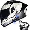 BEIVCGZE Casco Modulare Bluetooth Moto Integrale Casco Moto con Doppia Visiera Parasole Antiappannamento Antirumore a Risposta ECE Omologato