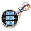 Yctze Manometro Digitale 52mm 3 in 1 con Voltmetro, Pressione Olio e Avvisi Sicurezza, IP67 Impermeabile, Display Nero su Argento, per Auto e Camion