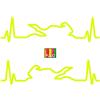 Pimastickerslab Kit 2 Adesivi Casco Moto Cuore Che batte cardiopalma segni Vitali cardiogramma Decalcomanie Scegli Colore e Misura -cod. 1659- (029 Giallo Fluo, cm 25 x 6,5 (cadauno))