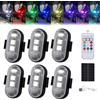 Hehuo Summer Interior Car LED Light with Wireless Remote Control - 8 Colors USB Charging Waterproof Anti-Collision Strobe Warning Light (6Pcs)