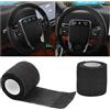 KHGUZ Nastro coprivolante per auto, 2 pezzi, antiscivolo, assorbe il sudore, fascia protettiva per volante, traspirante, accessori interni per veicoli, universale, per SUV, camper, camion (nero)