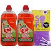 FEI FAN SET: 2x Detergente Multiuso Con ACETO DI MELE Biologico, Sgrassa a Fondo Ed Elimina Tutti i Cattivi Odori 1250ml + Panno In Lattice SOFT, Formato 30x30cm