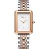 JewelryWe Orologio da polso da donna, analogico, al quarzo, di lusso, elegante, con datario, impermeabile fino a 30 m, con strass, rettangolare, cinturino in acciaio inox, con strumento per orologio