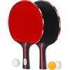 VANZACK Set Racchette da Ping Pong per Allenamento Principianti | Gomma e Legno, Faccia Doppia, Rosso, Tre Palline, per Club e Scuola