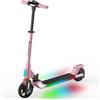 KHHK Monopattino elettrico per bambini con motore brushless da 200 W, portata 8-13 km e doppio sistema frenante, regolabile in altezza e pieghevole, con illuminazione a LED, per ragazzi (rosa)