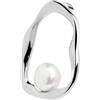 MARLU' MONO ORECCHINO A LOBO A FORMA ORGANICA CON PERLA - ARGENTO/ACCIAIO