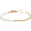 MARLU' BRACCIALE SEMI RIGIDO CON TUBOLARE TWISTED E CATENA CON PERLE - DORATO