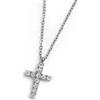 MARLU' COLLANA CROCE PENDENTE 1,4CM CON ZIRCONI - ARGENTO/ACCIAIO