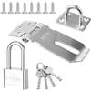 HNMHE Lucchetto con Chiusura a Viti, Chiavistello Con Viti e Chiavi, 3 Pollici | Chiusura Hasp in Acciaio Inox, Chiusura per Porta Giardino, Serratura Non Deformabile per Camera da Letto, Armadio, Cassetto