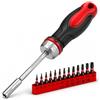 Topolenashop 14 Pezzi Set Cacciavite a Cricchetto Reversibile 1/4 - 13 Inserti Torx T4-T40 in Acciaio S2 58-62 HRC, Portainserti Magnetico, 3 Modalità Sinistra Blocco Destra per Officina | 87062