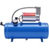 ALFORZAN Compressore d'aria auto 12V 100PSI pneumatico con serbatoio 6L | Gonfiatore Pressione MAX 8bar Silenziatore con Manometro, Tubo 3,8 m per Pneumatici Veicolo Motori Auto Corno Pneumatico