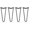SKISKI LEGS - Set di 4 Gambe per Mobili Gamba per Tavolo In Acciaio Gambe a Forcina Include Viti e Piedini Protezione Gratuiti (31-71cm) - 30.5cm - 2 Rebbi - 10mm - Nero