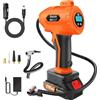 Lucn Compressore d'aria portatile per gonfiaggio pneumatici, 21 V, cavo CC 12 V CC, pompa portatile ad alimentazione massima 180 psi, con manometro digitale