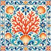 3DodLab Piastrella Decorativa in Ceramica con Motivo Maiolica Mediterranea, Decorazione per Cucina, Soggiorno e B&B, 12 Disegni, 15 x 15, M10 Corallo e conchiglie, 15 x 15 cm
