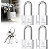 EQULIUS 4 lucchetti pesanti, 50 mm, impermeabili, a collo lungo, in acciaio inox, con chiave, per esterni e cancelli da giardino