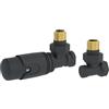 LuxeBath Kit Valvola Termostatica per Radiatori da 1/2 Modello ad Angolo | Set Valvola di Riscaldamento e Ritorno con Posizione Antigelo in Ottone Antracite Accessori per Termoarredi e Scaldasalviette
