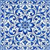 3DodLab Piastrella Decorativa in Ceramica con Motivo Maiolica Mediterranea, Decorazione per Cucina, Soggiorno e B&B, 12 Disegni, 15 x 15, M01 Blu siciliano, 15 x 15 cm