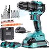 Olubfdh Trapano Avvitatore Batteria 21V, 50Nm Brushless Trapano a Percussione | 2×2000mAh Batterie, 25 + 3 livelli di coppia (2 marce e LED), Indicatore di carica della batteria, Istruzioni multilingue