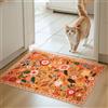 Puremy Zerbino per interni, piccolo tappetino con motivo floreale, ultra sottile, 66 x 100 cm, arancione