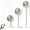 Wenbones Ventilatore a Piantana Silenzioso, 3 Altezze Regolabili, 5 Velocità, Orientamento 360°, Ricaricabile, Telecomando, Ideale per Bambini e Anziani