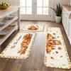 Generic Set di 3 tappeti da cucina con zucche, rustici, fantasiosi, foglie di gatto, arancioni, morbidi, lavabili, per lavanderia, bagno, corridoio