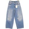 LIU JO Jeans Donna Pilar W28 Vita Alta Gamba Larga Strappati Blu Denim