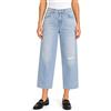 LIU JO Jeans Donna Corti Gamba Larga W26 Rotture Lavaggio Denim Blu Zip