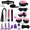 Generico Set di bondage popolare da 16 pezzi per uomini e donne, cinghie di nylon in peluche BDSM e kit di plug anali per giochi di società per adulti -LC18ITW (Rosa:Z)