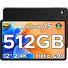 DOOGEE T40 Pro Tablet 12 pollici, Helio G99, 20GB RAM + 512GB ROM (2TB TF) Tablet con SIM, 4G LTE, Batteria10800 mAh Tablet Android, Display 2.4K, 16MP + 8MP, Android 15/5G/Wi-Fi/GPS/Widevine L1