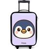 NoBoringSuitcases.com NoBoringSuitcases© Valigia Per Bambini Compatto Bagaglio Ultraleggero | 48x31x19 cm - Bagagli Rigidi LED Ruote Valigie Neonato Bimbi - Ragazzo - Pinguino - Viola