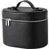 Peosaard Borsa per trucchi in pelle, Borsa per trucchi con cerniera con divisori e maniglia, Organizer cosmetico portatile impermeabile per casa e viaggio, 6, 0×5, 7×3, 1 pollici, Nero, Custodia in pelle
