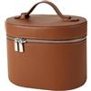 Peosaard Borsa per trucchi in pelle, Borsa per trucchi con cerniera con divisori e maniglia, Organizer cosmetico portatile impermeabile per casa e viaggio, 6, 0×5, 7×3, 1 pollici, Marrone, Custodia in pel