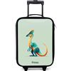 NoBoringSuitcases.com NoBoringSuitcases© Valigia Per Bambini Compatto Bagaglio Ultraleggero | 48x31x19 cm - Trolley A Mano Rigidi LED Ruote Da Viaggio - Ragazzo - Dinosauro - Verde - Pettine